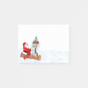 Santa Claus with Rabbit Fox and Squirrel Post-it Notes