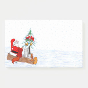 Santa Claus with Rabbit Fox and Squirrel Post-it Notes