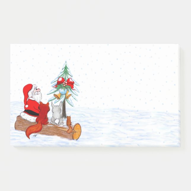 Santa Claus with Rabbit Fox and Squirrel Post-it Notes (Front)