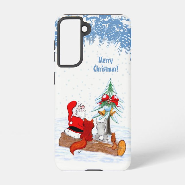Santa Claus with Rabbit Fox and Squirrel Samsung Galaxy S21 Case (Back)