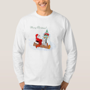 Santa Claus with Rabbit Fox and Squirrel T-Shirt
