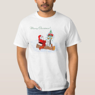 Santa Claus  with Rabbit Fox and Squirrel T-Shirt