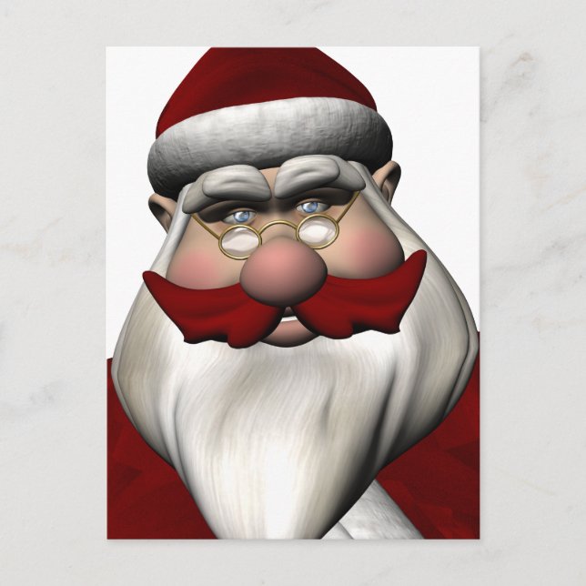 Santa Claus With Red Moustache Holiday Postcard (Front)