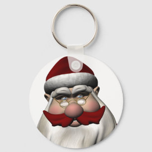 Santa Claus With Red Moustache Key Ring