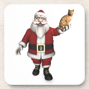 Santa Claus With Red Tabby Coaster