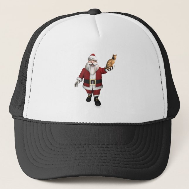 Santa Claus With Red Tabby Trucker Hat (Front)