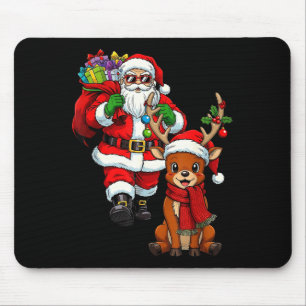 Santa Claus With Reindeer And Cool Christmas Mouse Pad