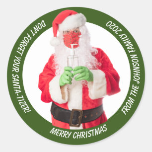 Santa Claus With Sanitizer 2020 Classic Round Sticker