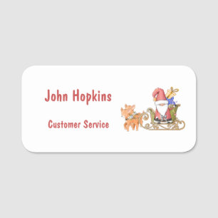 Santa Claus with Sleigh and Reindeer Personalised  Name Tag