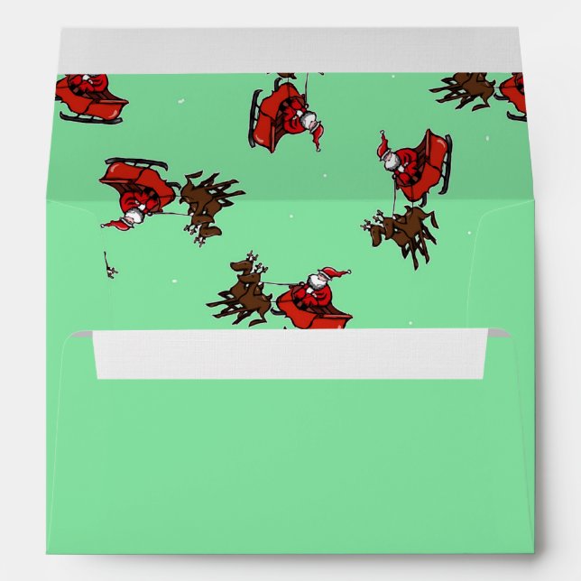 Santa Claus with sly on green Envelope (Back (Bottom))