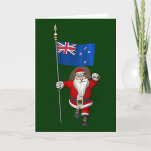Santa Claus With te haki o Aotearoa Holiday Card