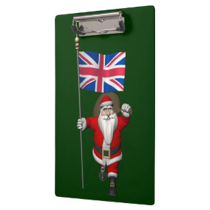 Santa Claus With Union Flag Of The UK Clipboard