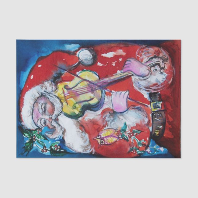 SANTA CLAUS WITH VIOLIN / Musical Christmas Tissue Paper (Front)