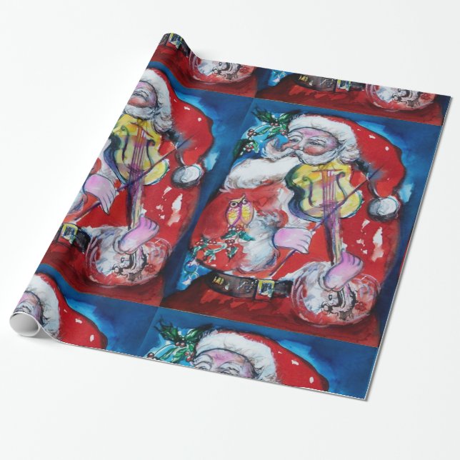 SANTA CLAUS WITH VIOLIN WRAPPING PAPER (Unrolled)