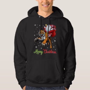 Santa Claus With Xmas Gift Riding Tiger Merry Chri Hoodie