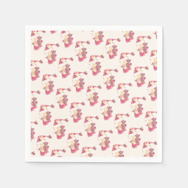 Santa Claus Word Cloud Ho Typography Red White Napkin (Front)