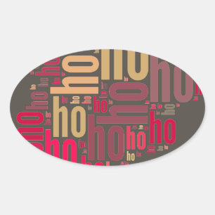 Santa Claus wordcloud Ho Ho Ho Oval Sticker