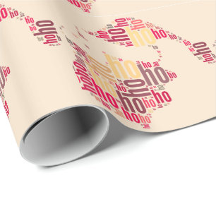 Santa Claus wordcloud Ho Ho Ho Wrapping Paper