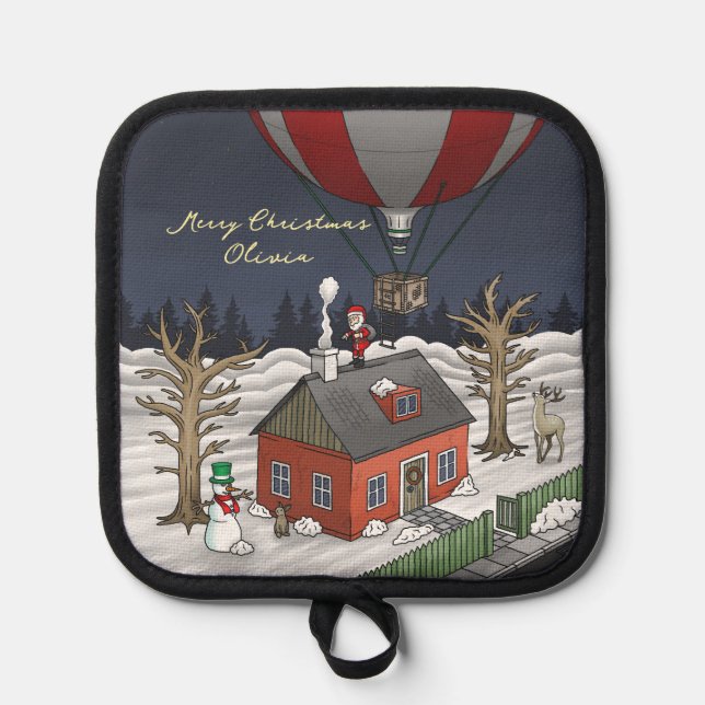 Santa Claus Works Christmas Eve Pot Holder (Front)