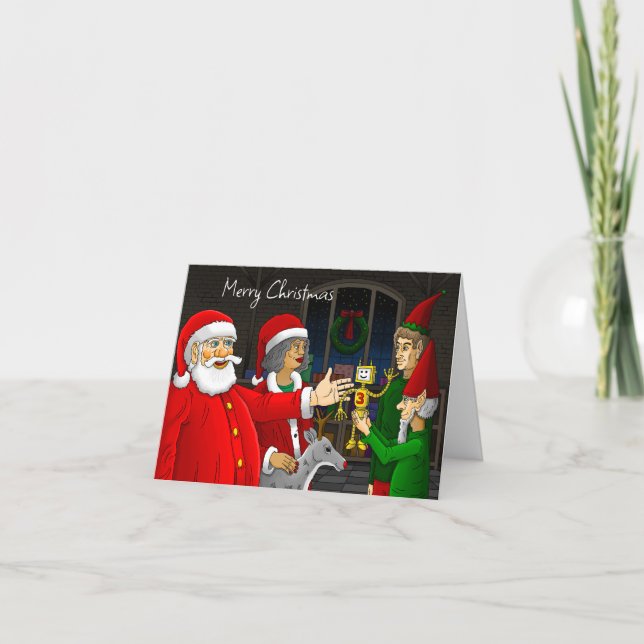 Santa Claus Workshop Christmas Card (Front)