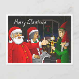 Santa Claus Workshop Christmas Postcard