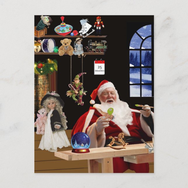 Santa Claus Workshop Holiday Postcard (Front)