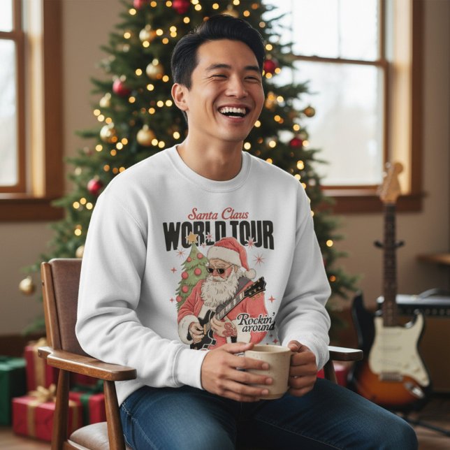 Santa Claus World Tour Cool Christmas Music Guitar Sweatshirt (Creator Uploaded)