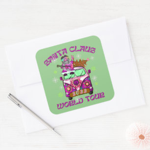 SANTA CLAUS WORLD TOUR funny 70's style Square Sticker