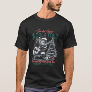 Santa Claus World Tour Funny Santa Playing Guitar T-Shirt