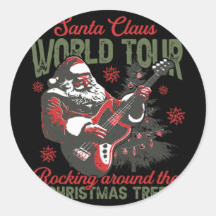 Santa Claus World Tour Rocking Around The Christma Classic Round Sticker