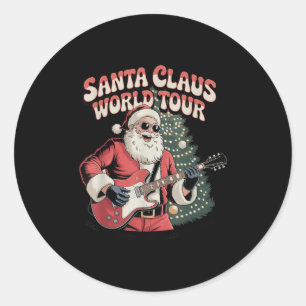 Santa Claus World Tour Rocking Around The Christma Classic Round Sticker