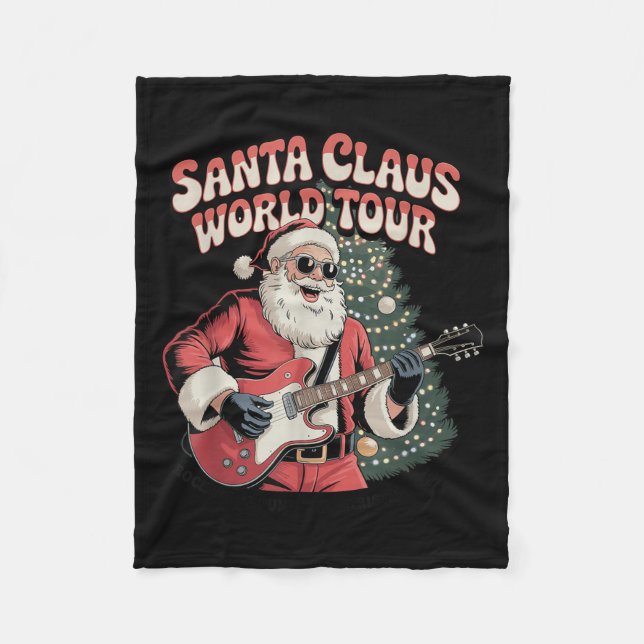 Santa Claus World Tour Rocking Around The Christma Fleece Blanket (Front)