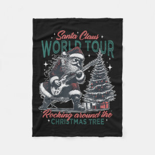 Santa Claus World Tour Rocking Around The Christma Fleece Blanket