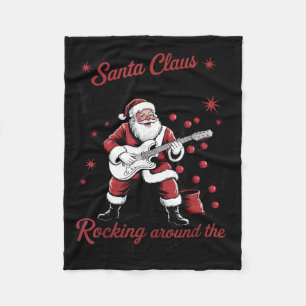Santa Claus World Tour Rocking Around The Christma Fleece Blanket