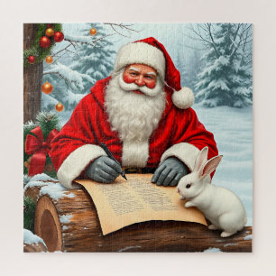 Santa Claus Writing a Letter in a Snowy Forest Jigsaw Puzzle
