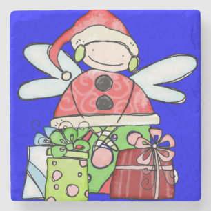 Santa ClausChristmas Marble Stone Coaster, Blue Coaster