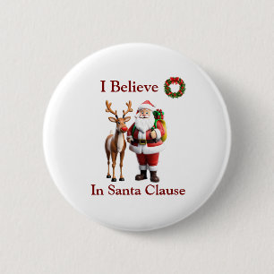Santa Clause and Rudolf the red nosed reindeer 6 Cm Round Badge