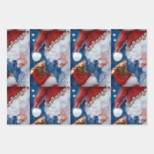 Santa Clause Animal Lover Wrapping Paper Sheet