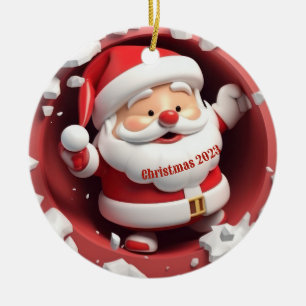 Santa Clause Christmas  Ceramic Ornament