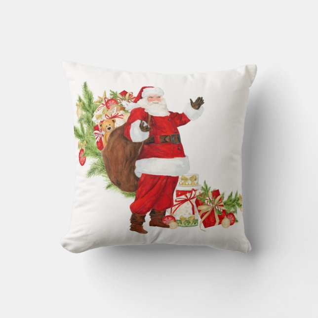 Santa Clause Christmas Throw Pillow (Front)