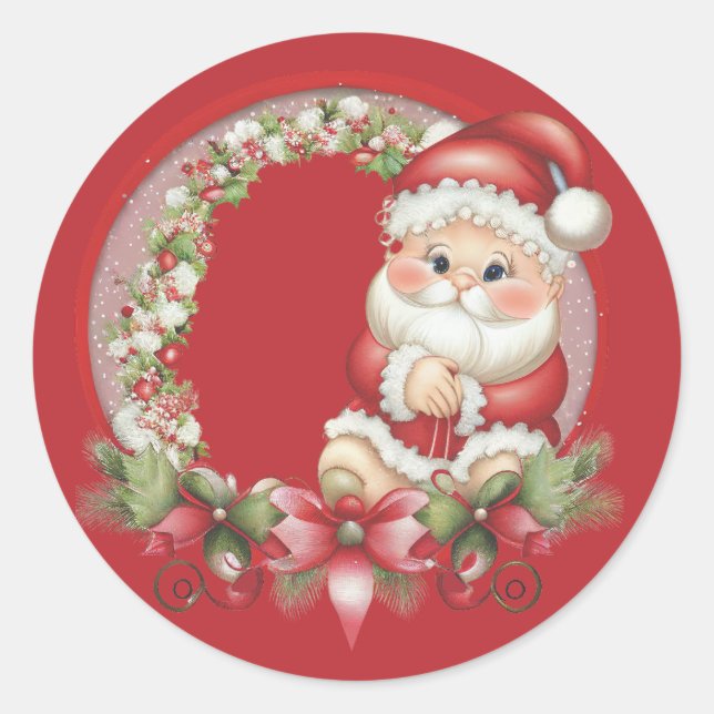Santa Clause Classic Round Sticker (Front)