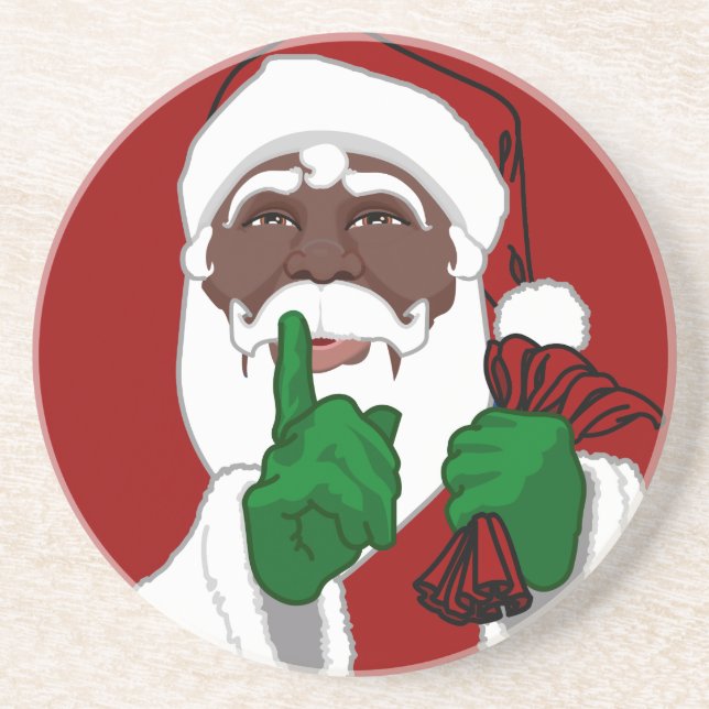 Santa Clause Coasters Black Santa Christmas (Front)