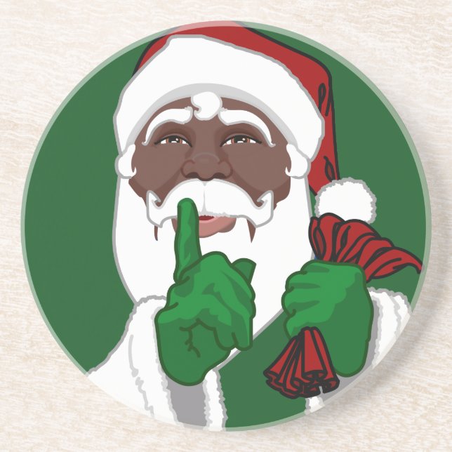 Santa Clause Coasters Black Santa Christmas (Front)