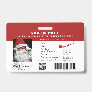 Santa Clause faux lost Driving License Badge ID Badge