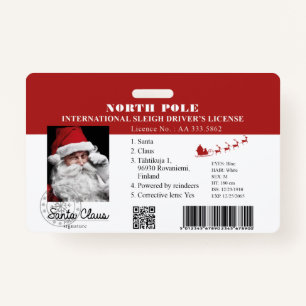 Santa Clause faux lost Driving License Badge ID Badge