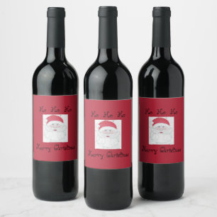 Santa Clause "Ho Ho Ho" Christmas Wine Label