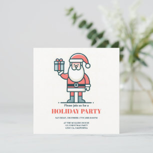 santa clause hold christmas gift box invitation