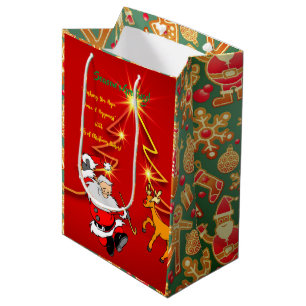 Santa Clause Holiday Greetings - Medium Gift Bag