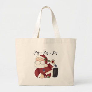 Santa Clause Holiday Joy T-shirts and gifts Large Tote Bag