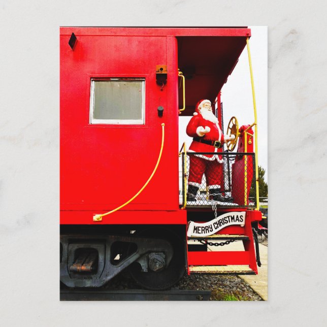 Santa Clause Is Coming On The Train Postcard (Front)